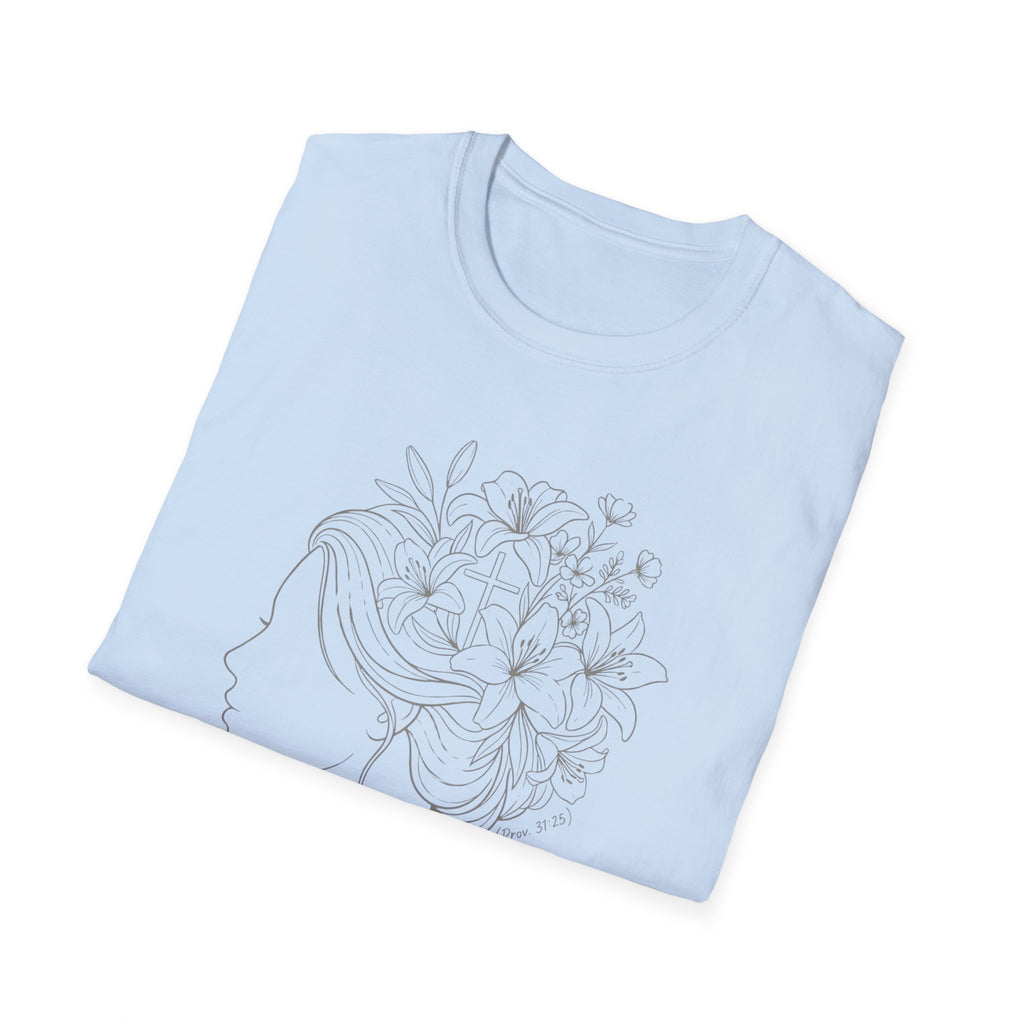 Clothed in strength flower hair - T-Shirt