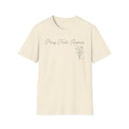 Pray Trust Repeat Cursive Flower Blue Cross - T-Shirt