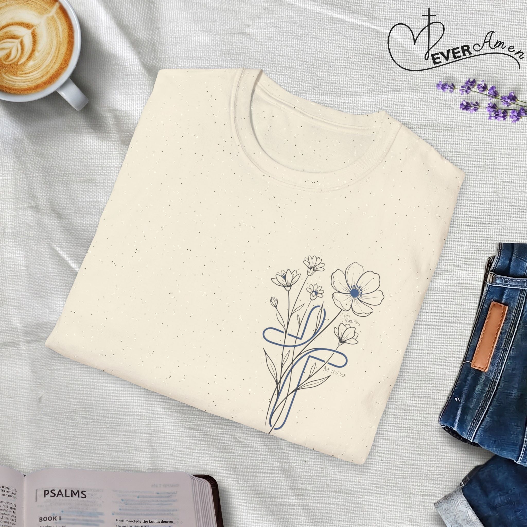 Blue Cross Flowers badge - T-Shirt