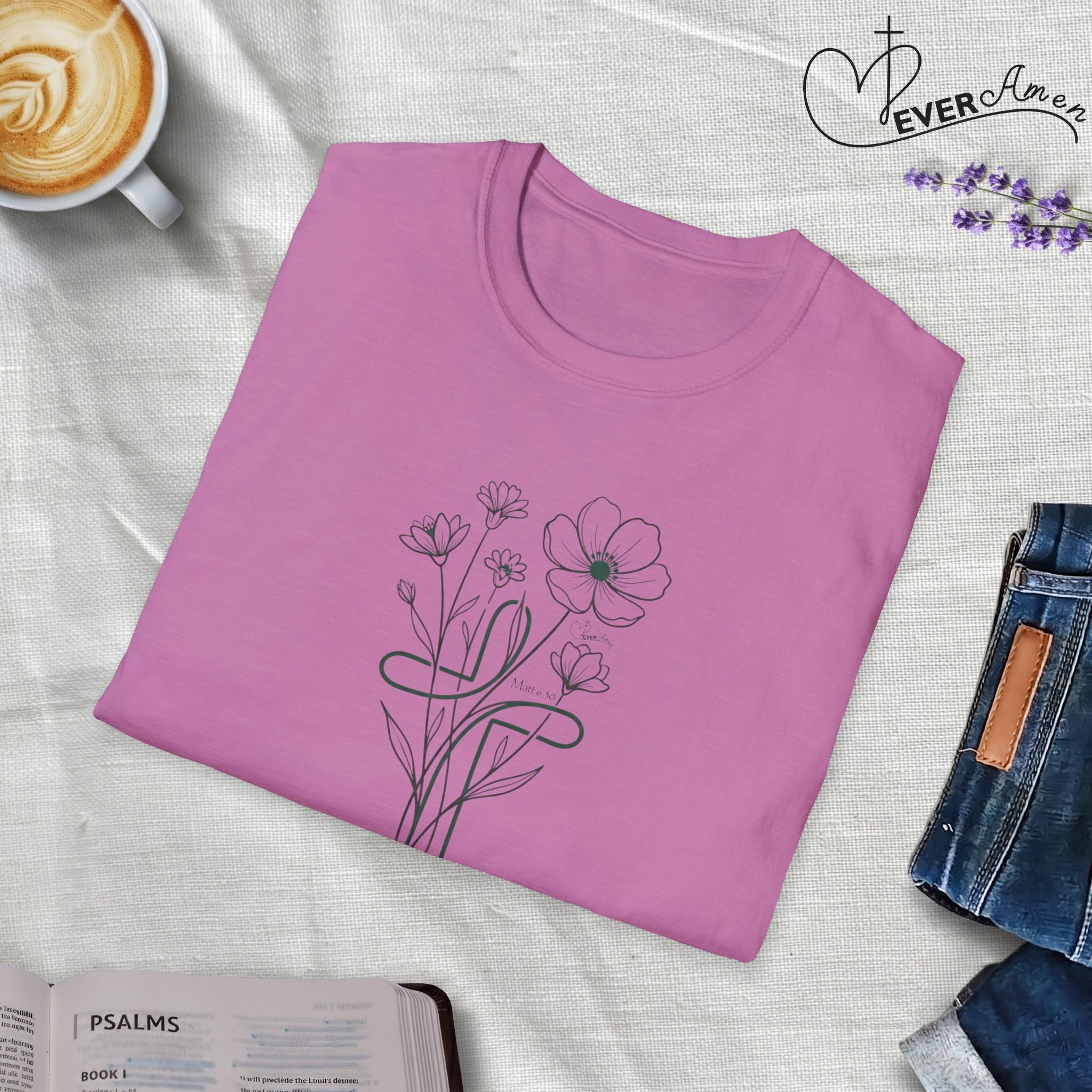 Flowers Green Cross - T-Shirt