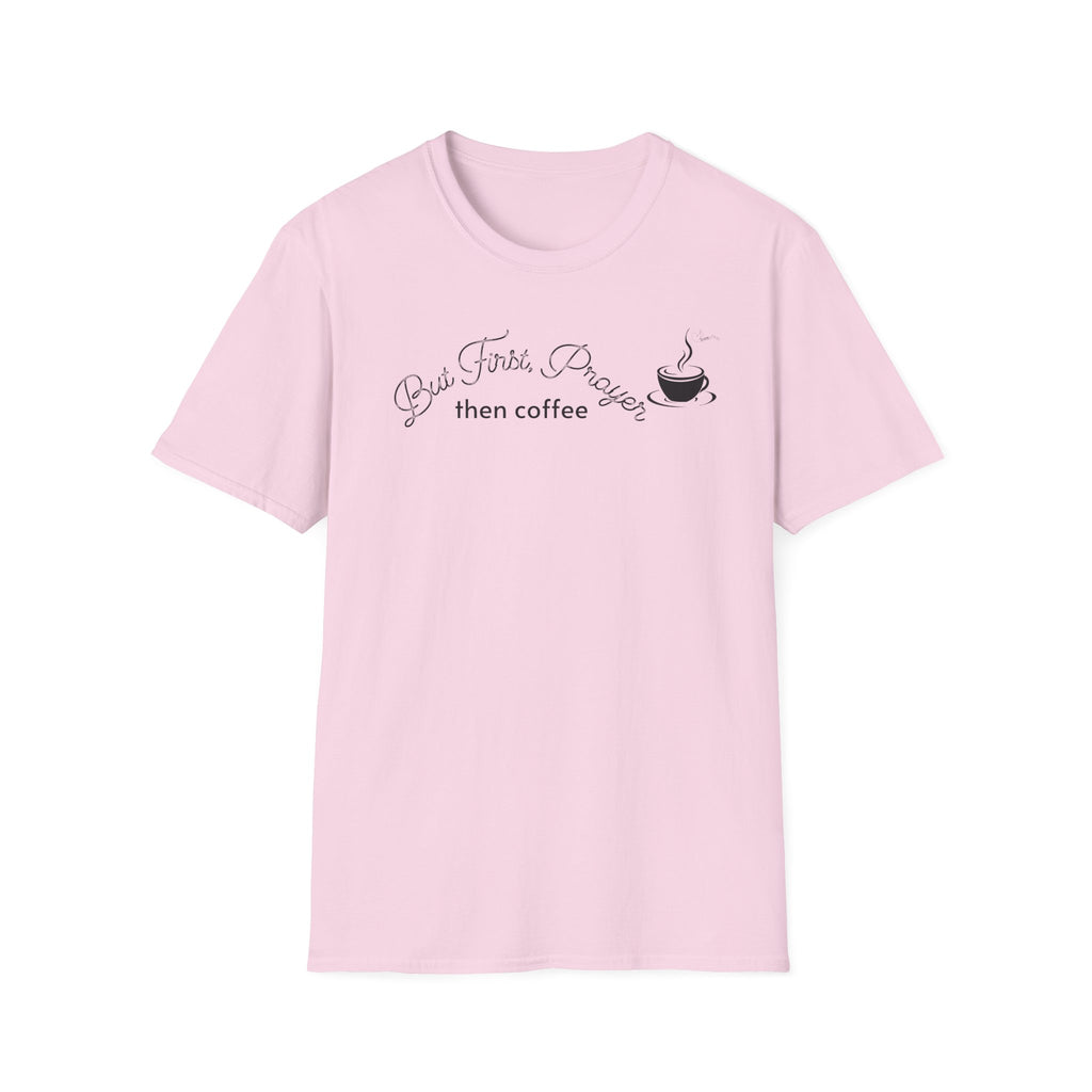 But First Prayer then Coffee Curved Bold - T-Shirt