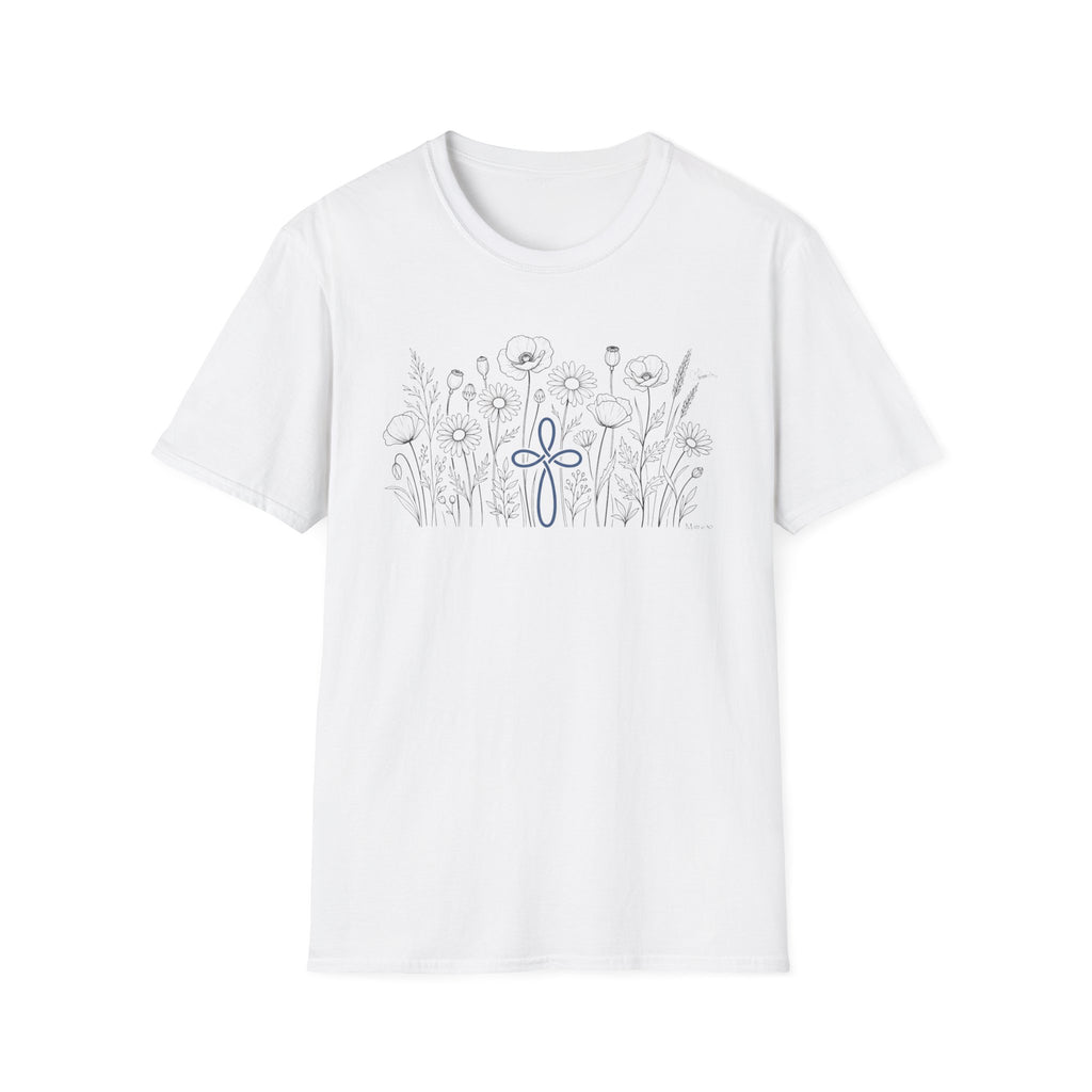 Field of Flowers Blue Cross - T-Shirt