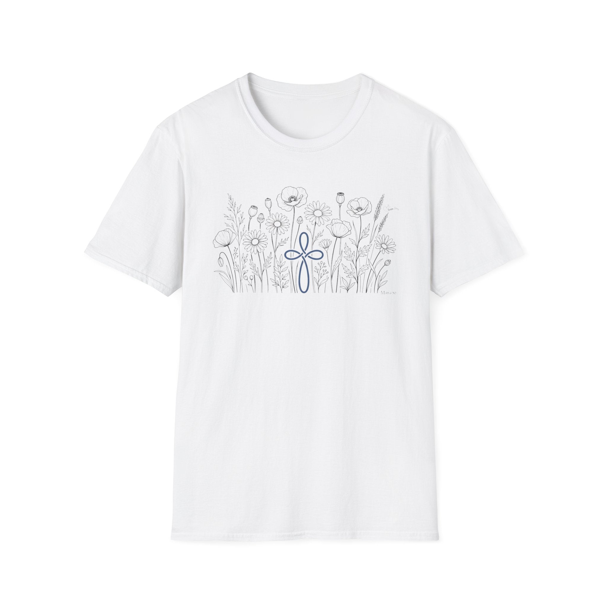 Field of Flowers Blue Cross - T-Shirt