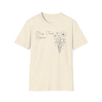 Pray Trust Repeat Cursive 2 line Flower Blue Cross - T-Shirt