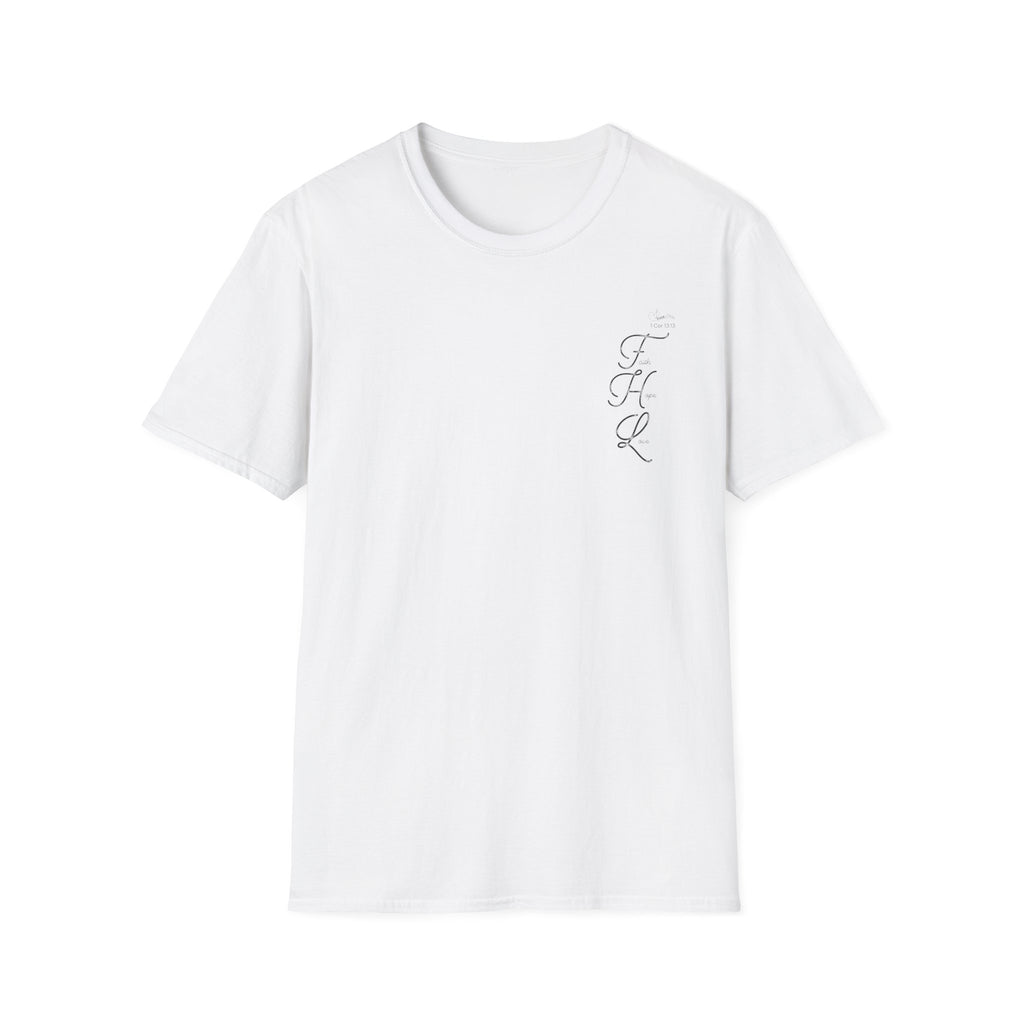 Faith Hope Love Cursive with Words pocket - T-Shirt