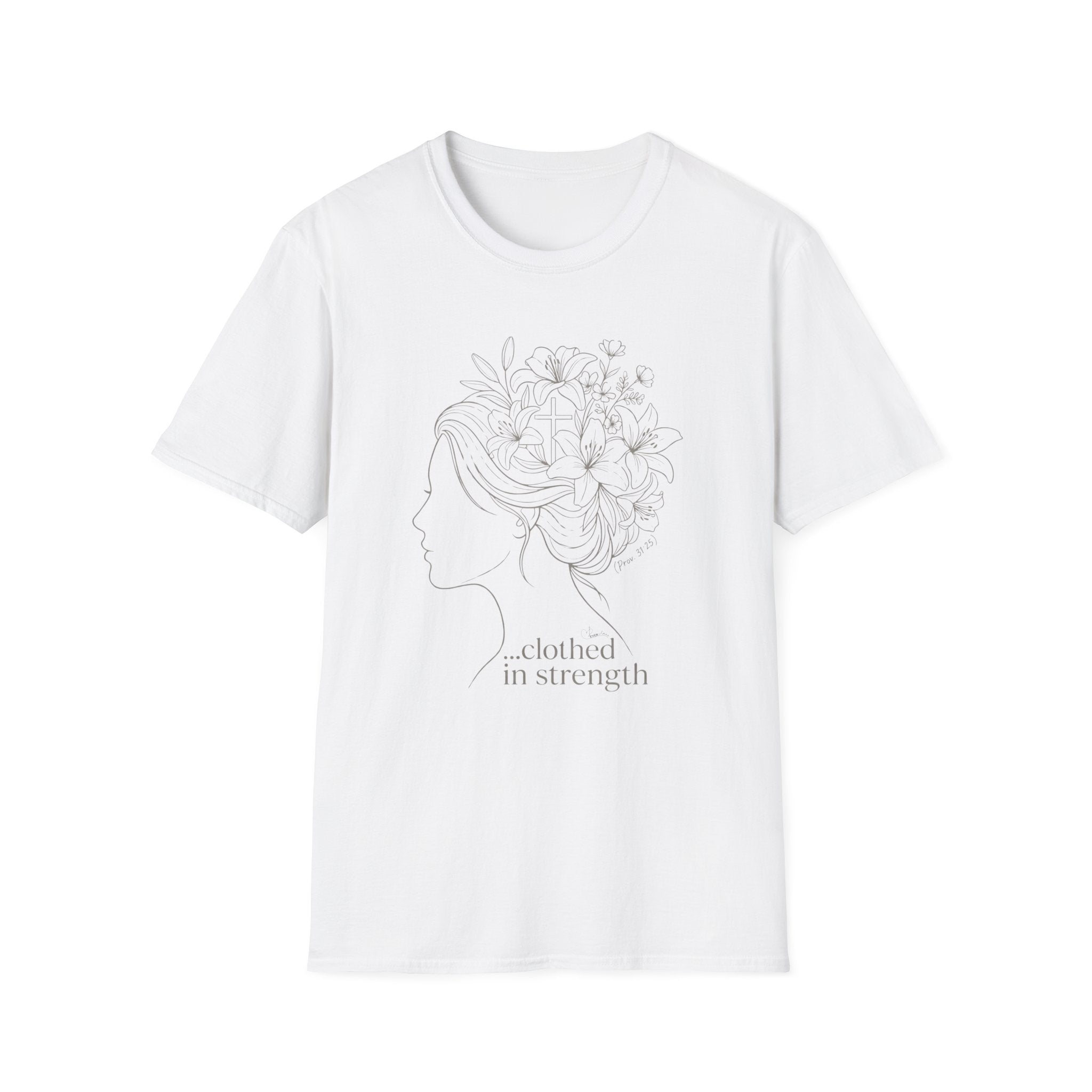 Clothed in strength flower hair - T-Shirt