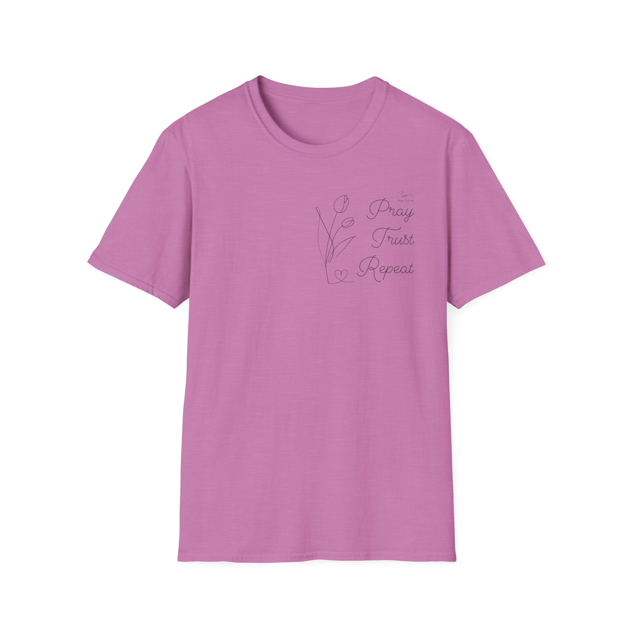 Pray Trust Repeat Cursive Flower - T-Shirt
