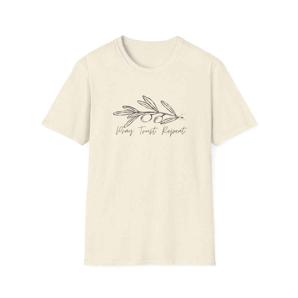 Pray Trust Repeat Cursive Olive 1 - T-Shirt