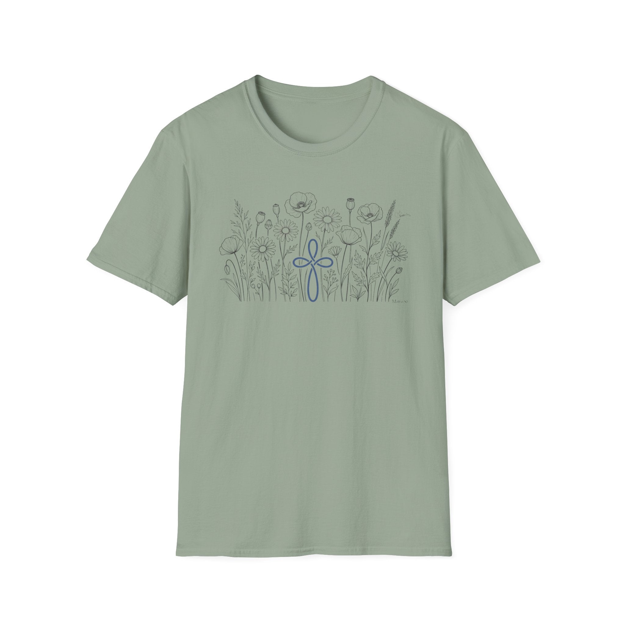 Field of Flowers Blue Cross - T-Shirt