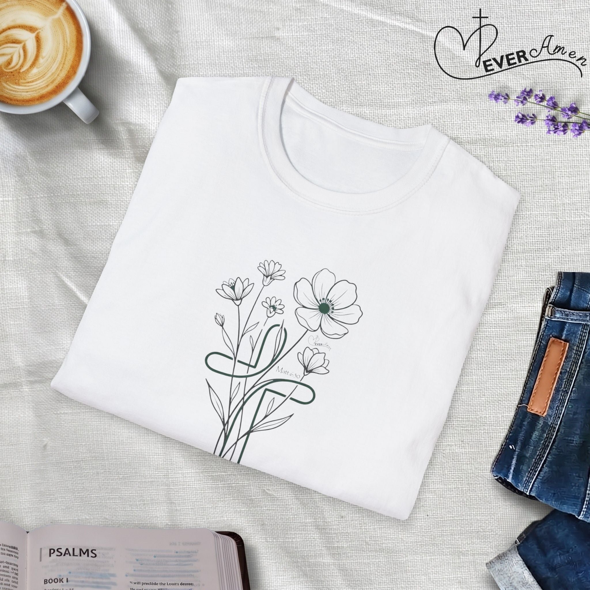 Flowers Green Cross - T-Shirt