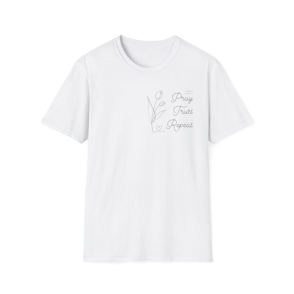 Pray Trust Repeat Cursive Flower - T-Shirt