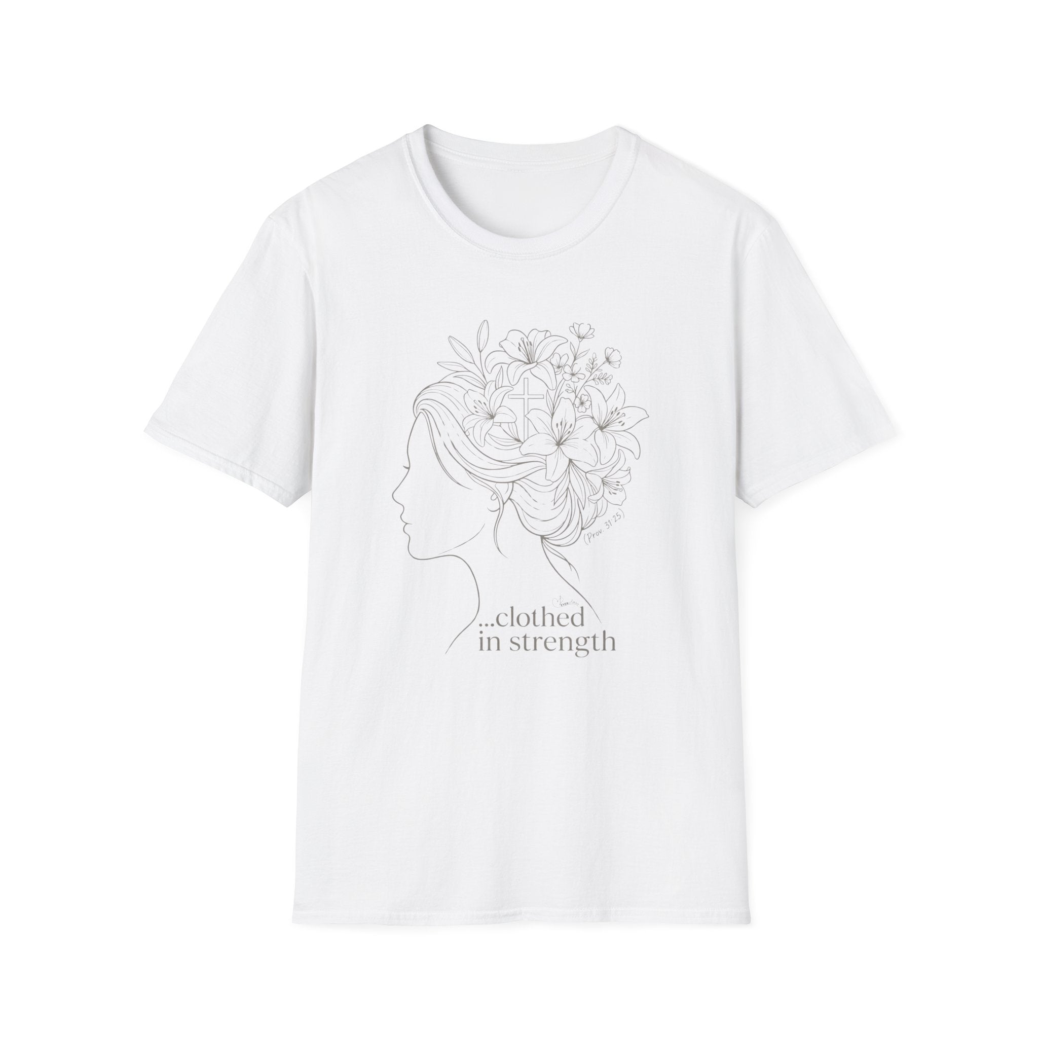 Clothed in strength flower hair - T-Shirt