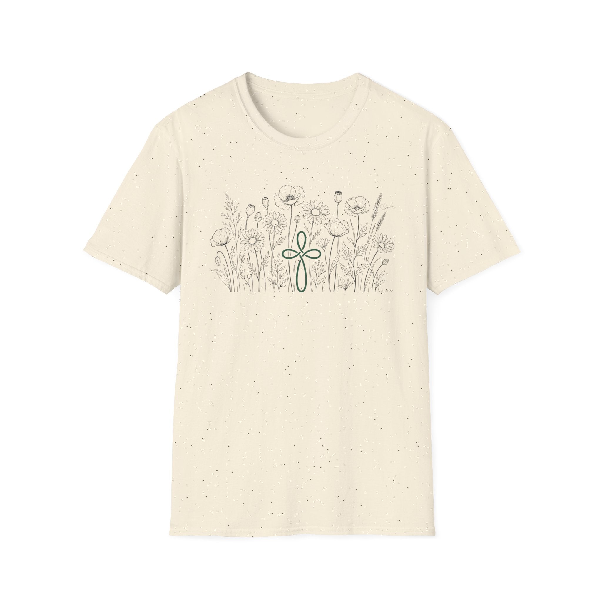 Field of Flowers Green Cross - T-Shirt