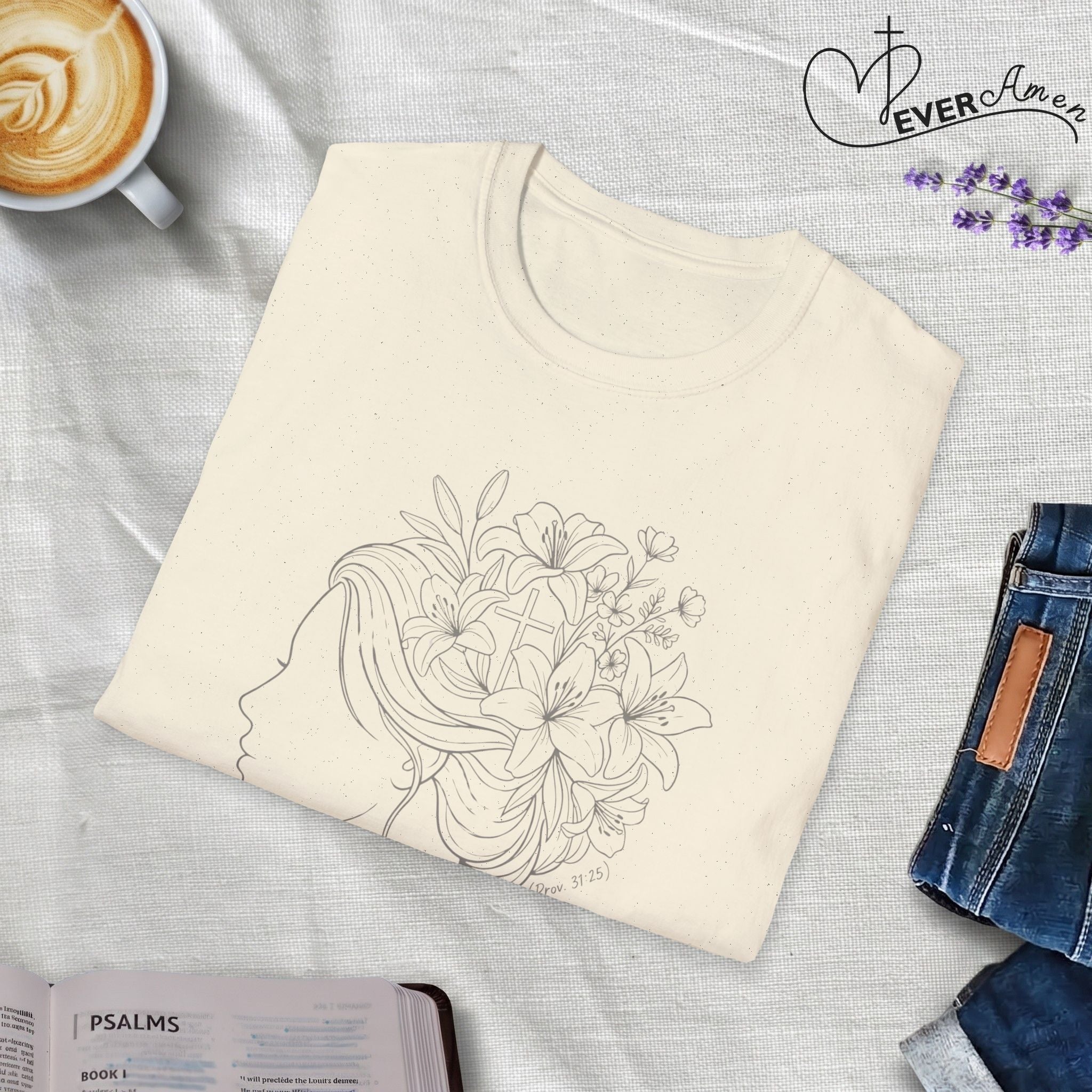 Clothed in strength flower hair - T-Shirt