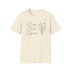Pray Trust Repeat Flowers Blue Cross Stacked - T-Shirt