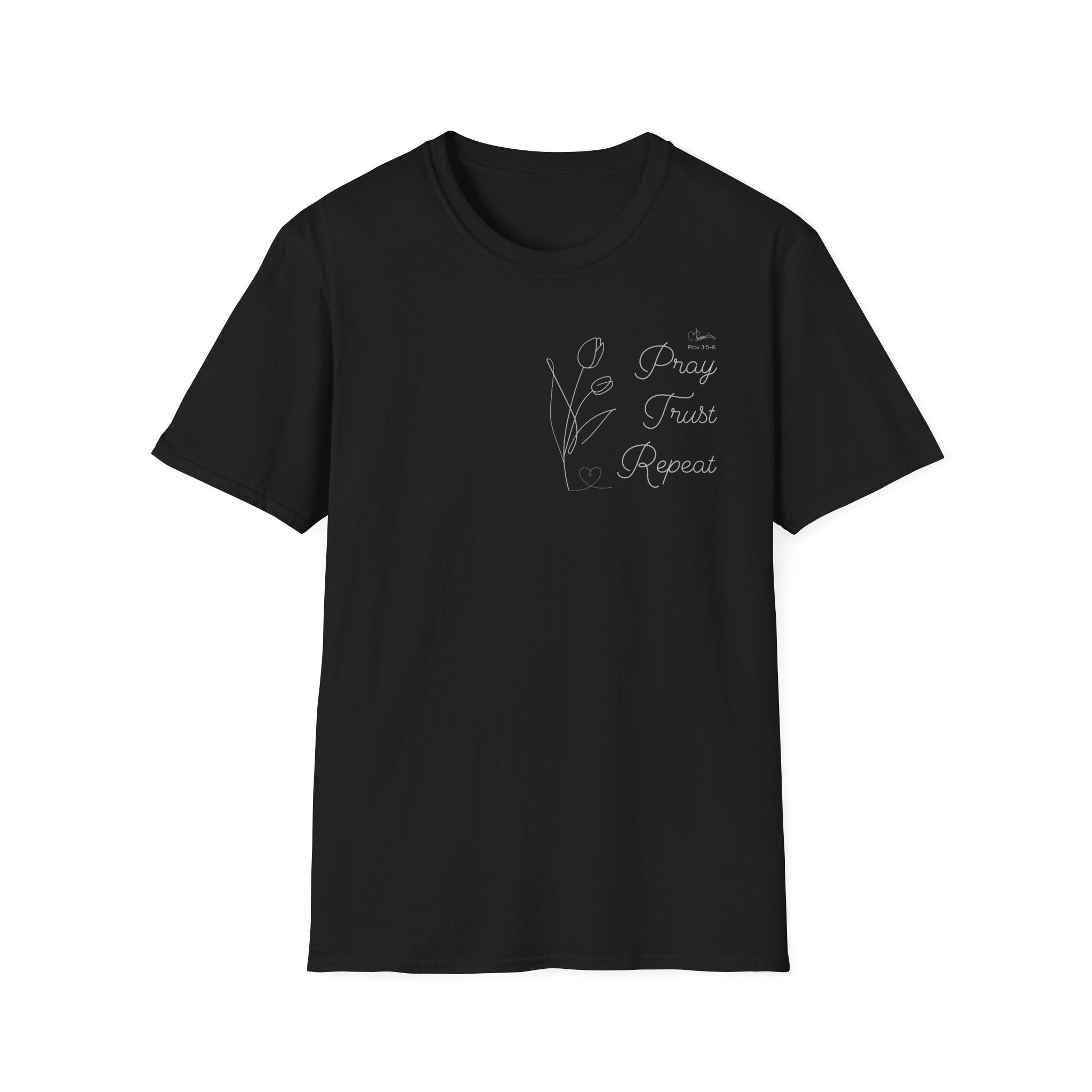 Pray Trust Repeat Cursive Flower - T-Shirt