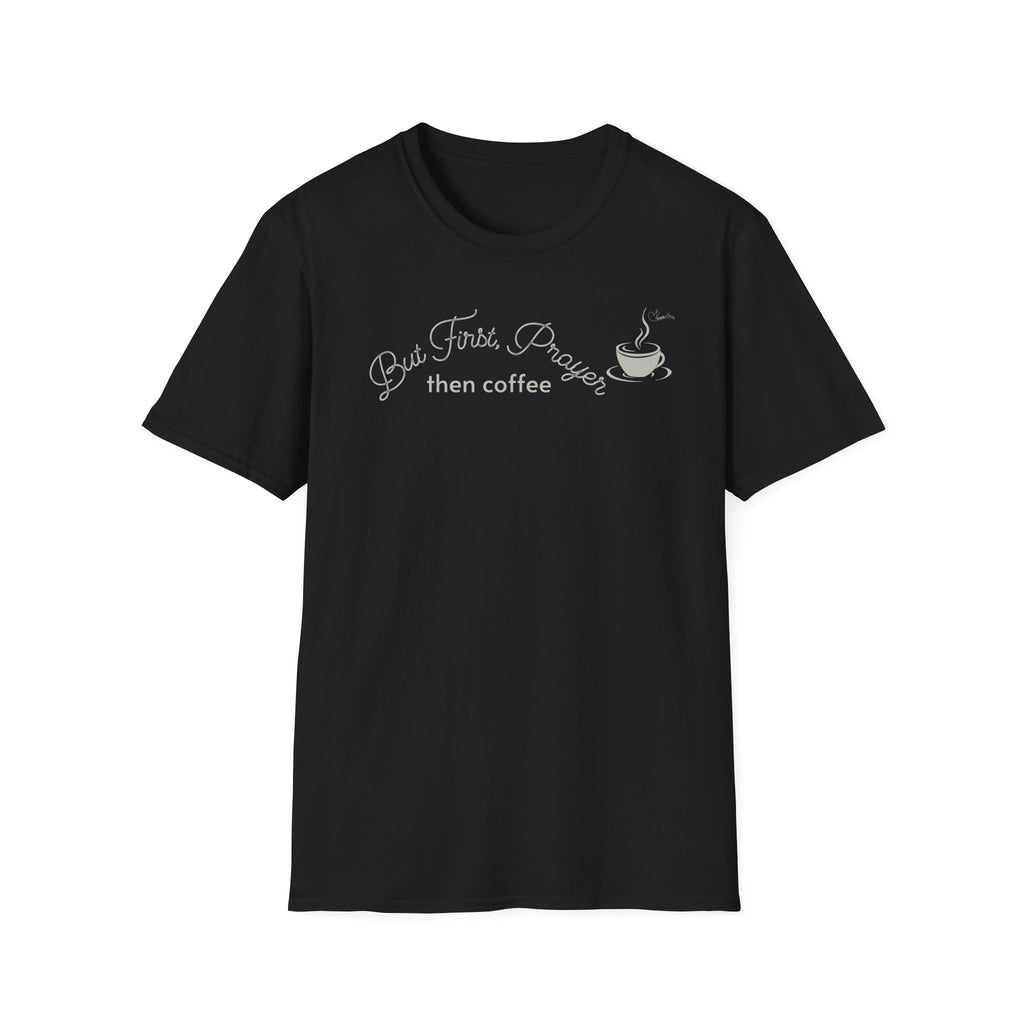 But First Prayer then Coffee Curved Bold - T-Shirt