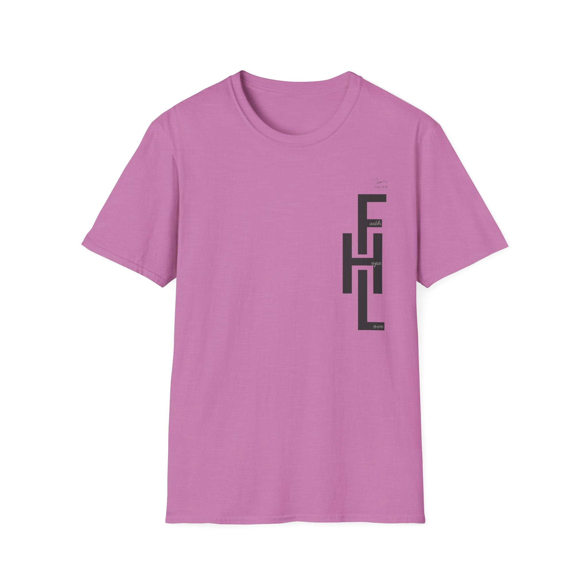 Faith Hope Love Stacked with Words pocket- T-Shirt