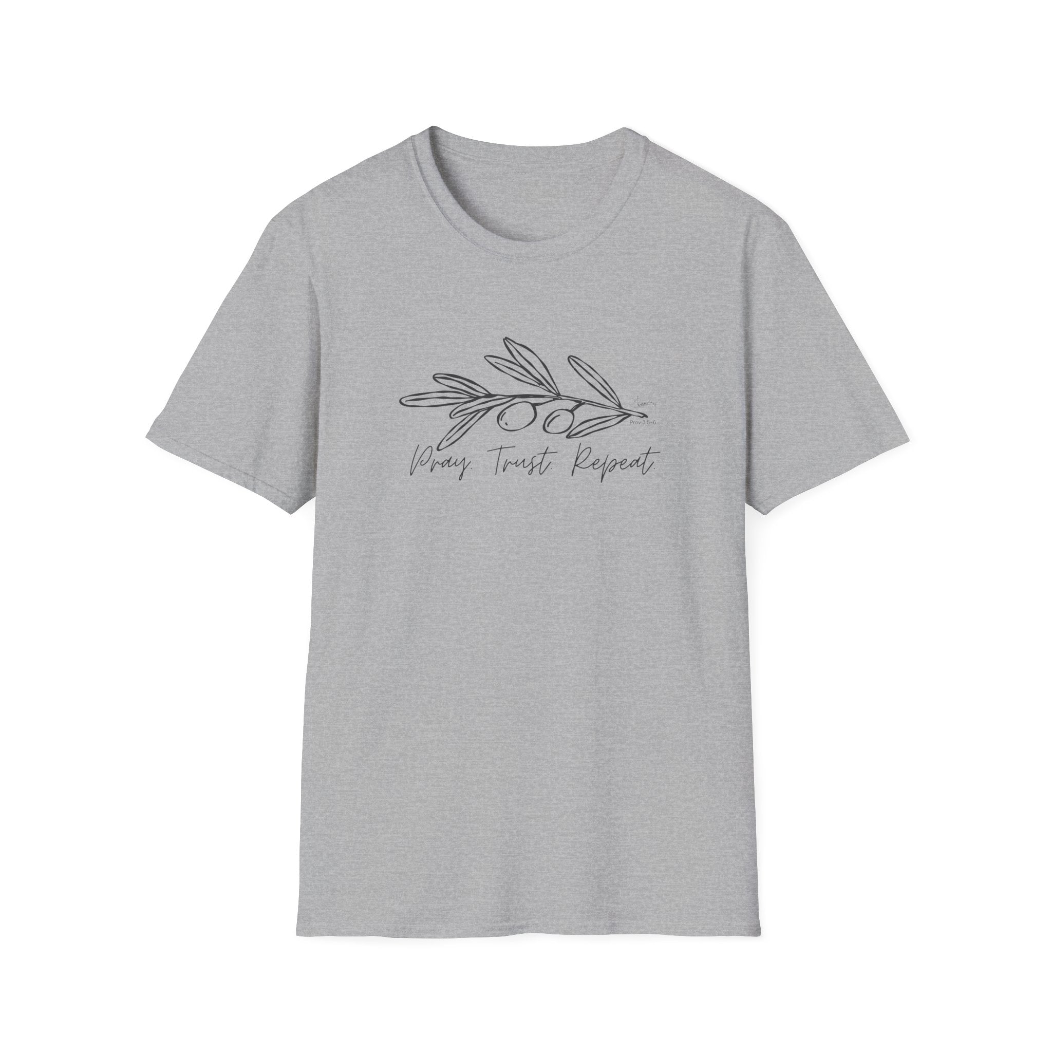 Pray Trust Repeat Cursive Olive 1 - T-Shirt