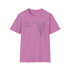 Pray Trust Repeat Cursive 2 line Flower Blue Cross - T-Shirt