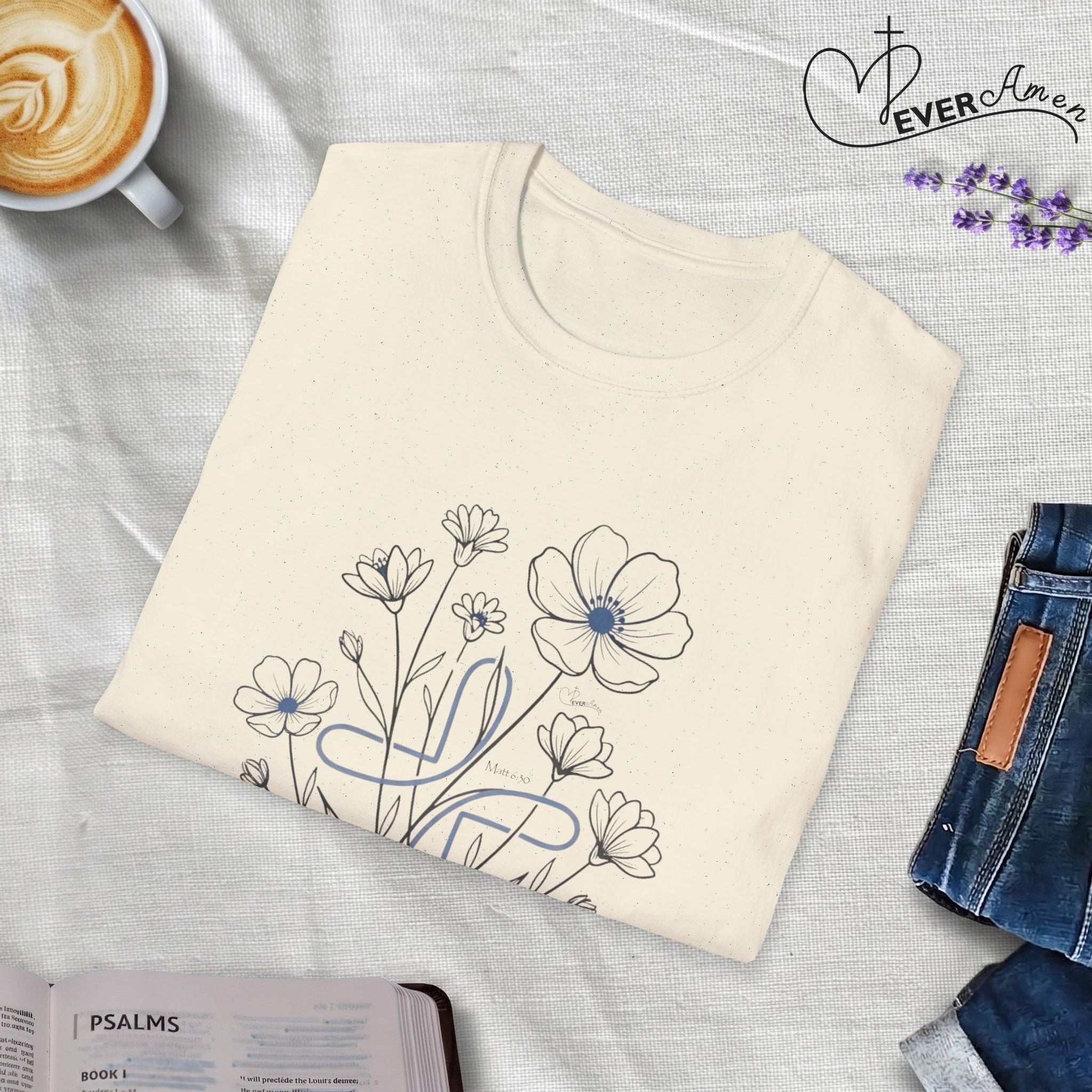 Flowers Blue Cross - T-Shirt