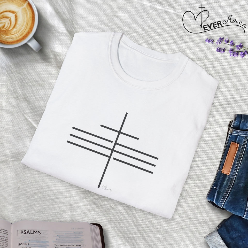 3 Line Subtle Cross Trinity - T-Shirt
