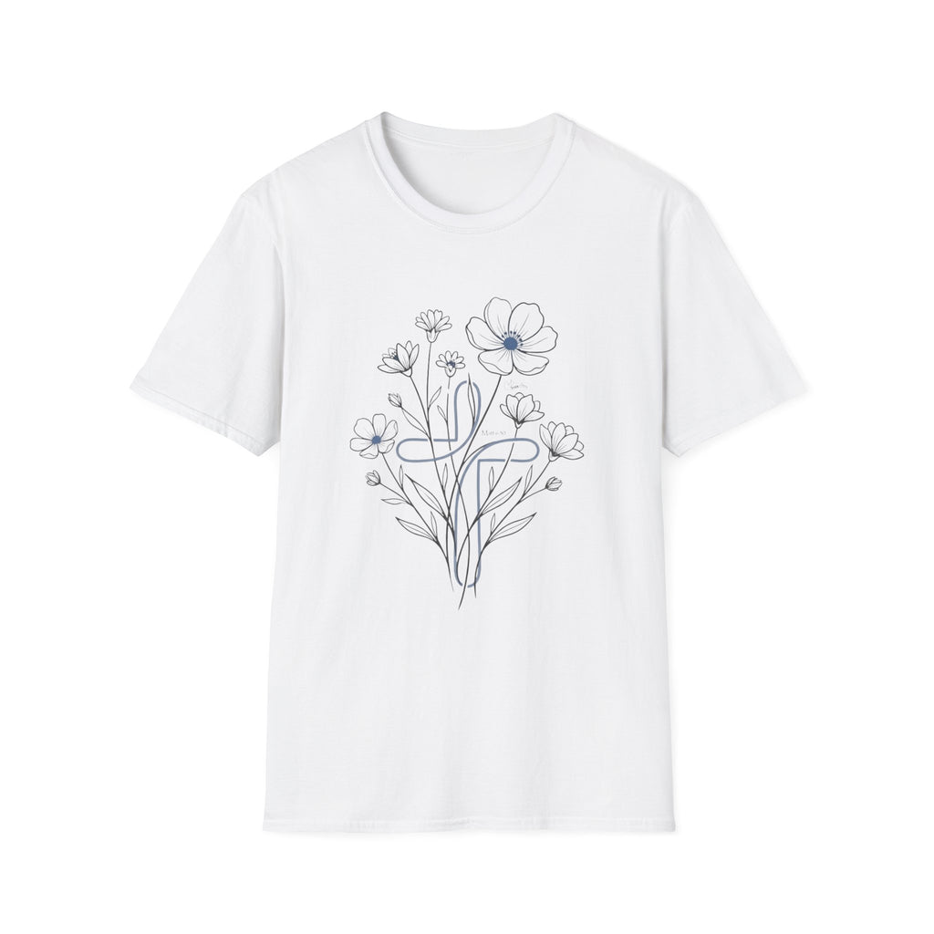 Flowers Blue Cross - T-Shirt