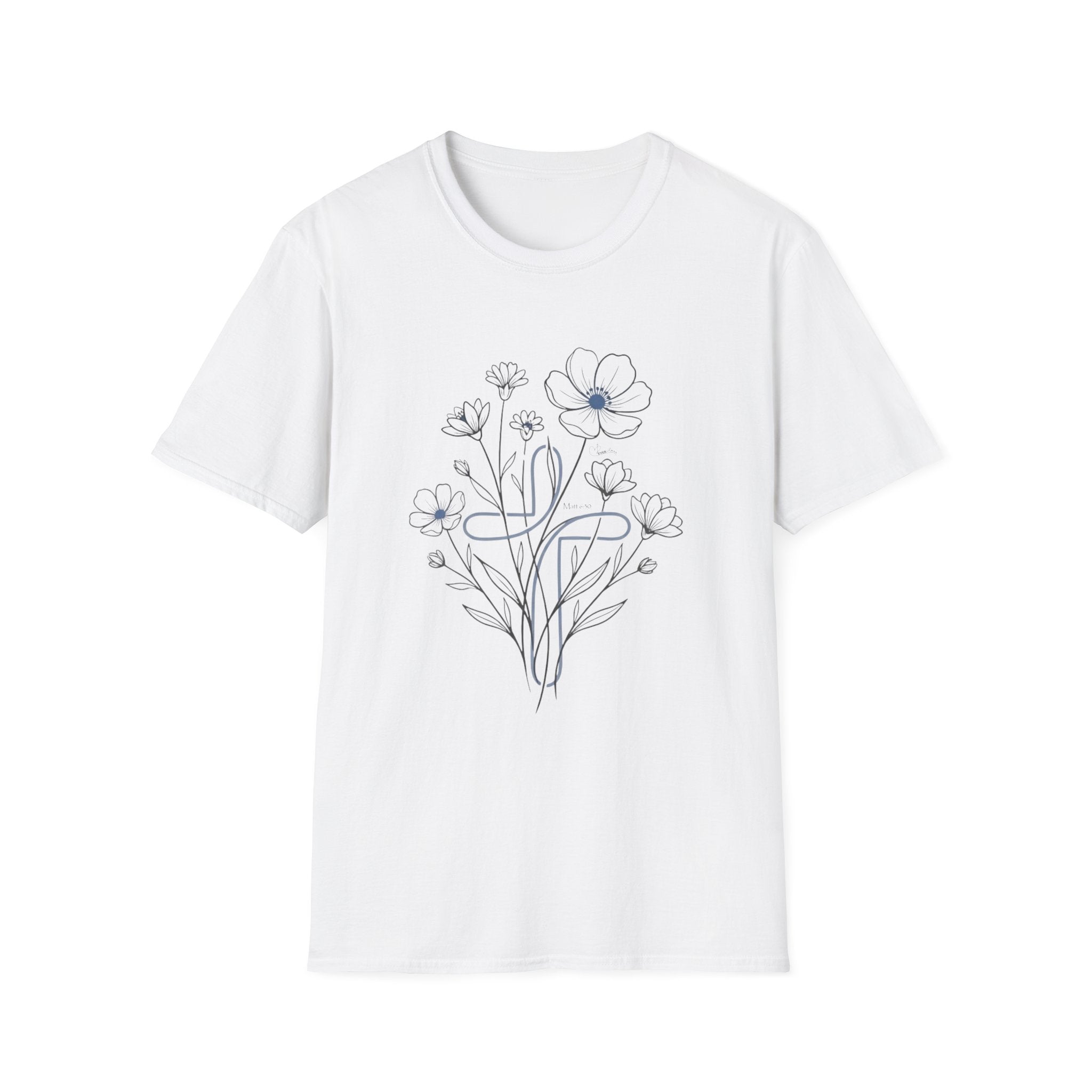 Flowers Blue Cross - T-Shirt