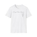 Pray Trust Repeat Cursive Flower Blue Cross - T-Shirt
