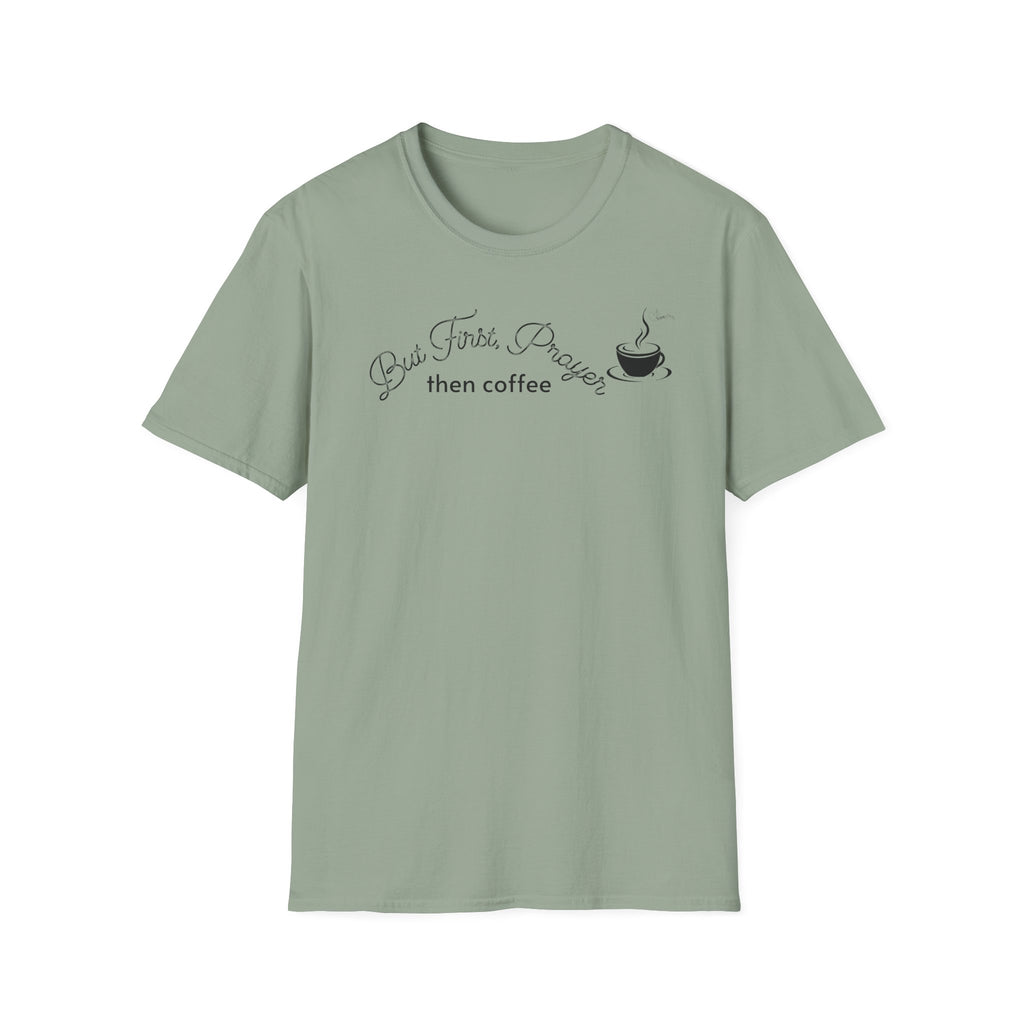 But First Prayer then Coffee Curved Bold - T-Shirt