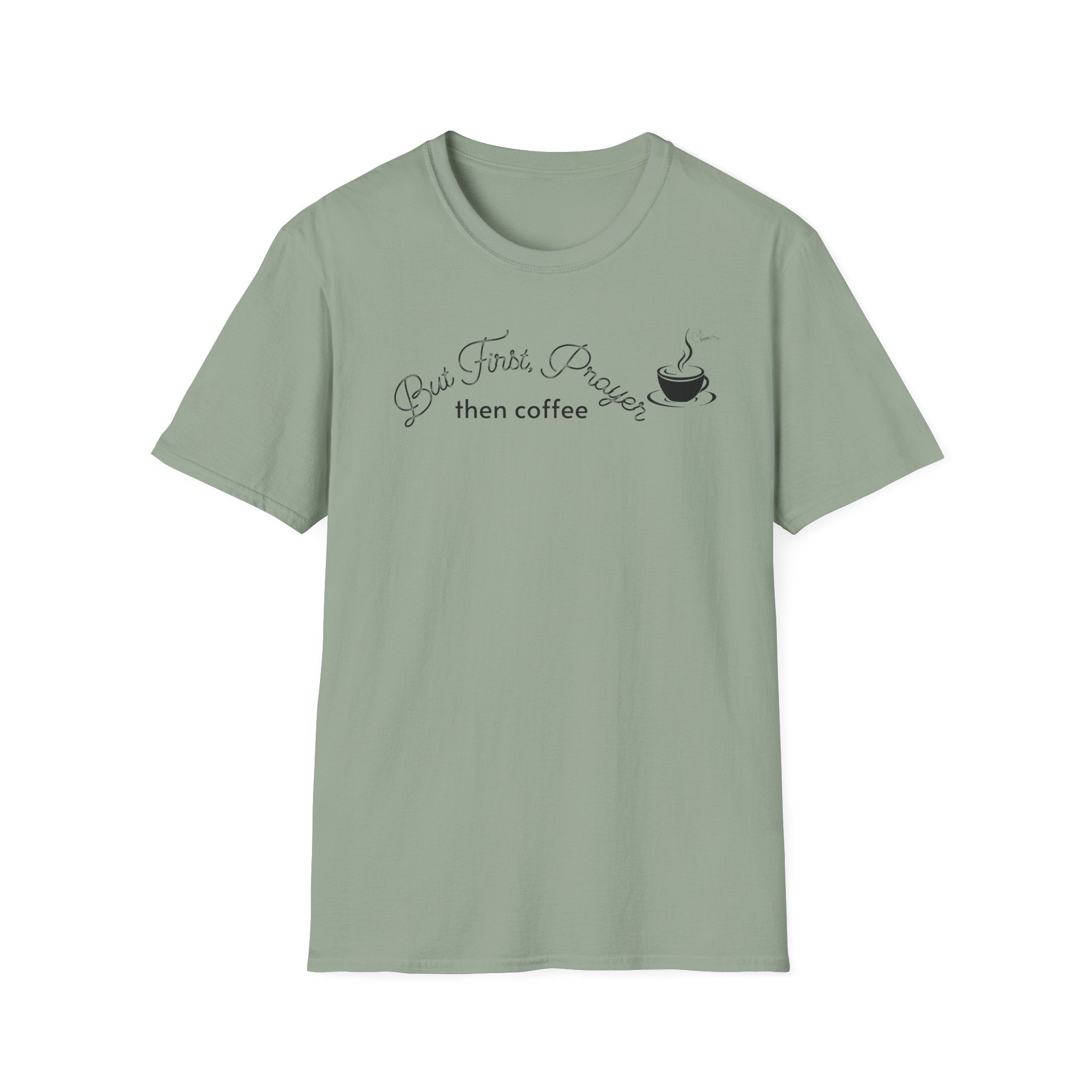 But First Prayer then Coffee Curved Bold - T-Shirt
