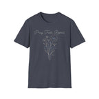 Pray Trust Repeat Flower Blue Cross - T-Shirt