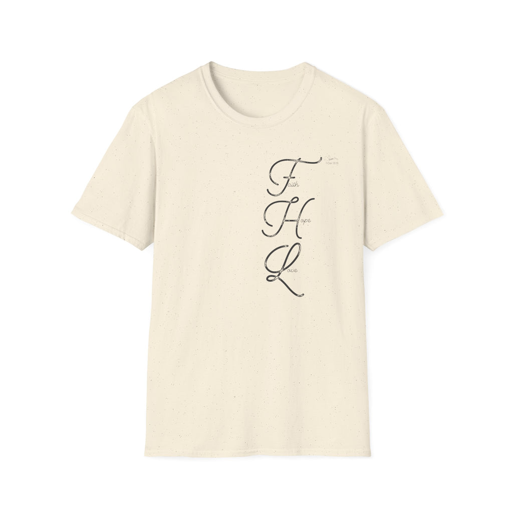 Faith Hope Love Cursive with Words - T-Shirt