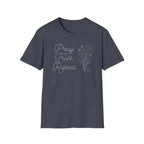 Pray Trust Repeat Flowers Blue Cross Stacked - T-Shirt