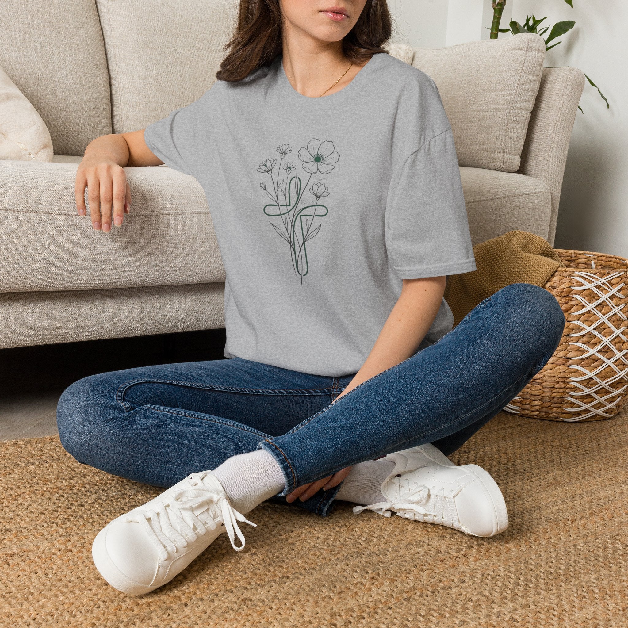 Flowers Green Cross - T-Shirt