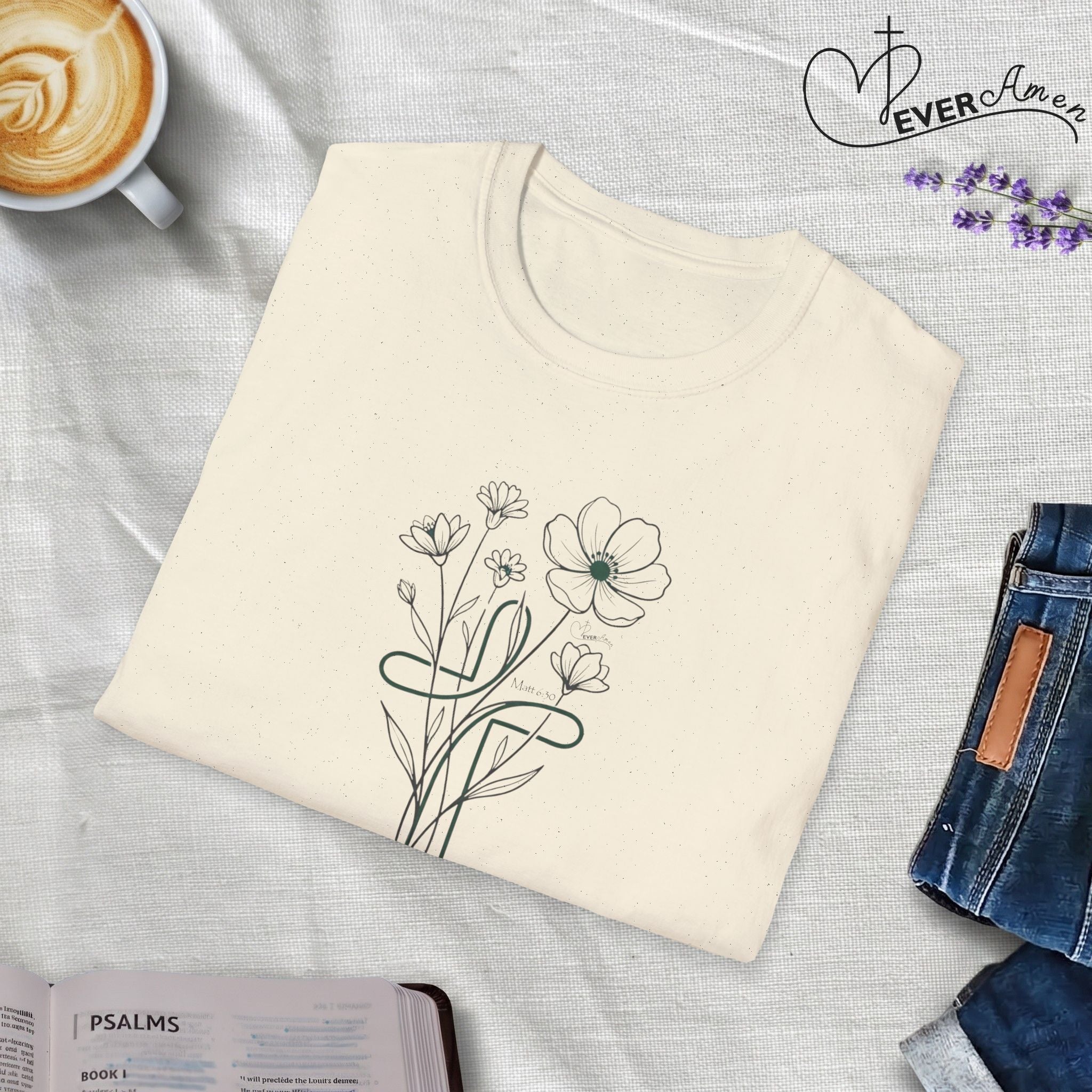 Flowers Green Cross - T-Shirt