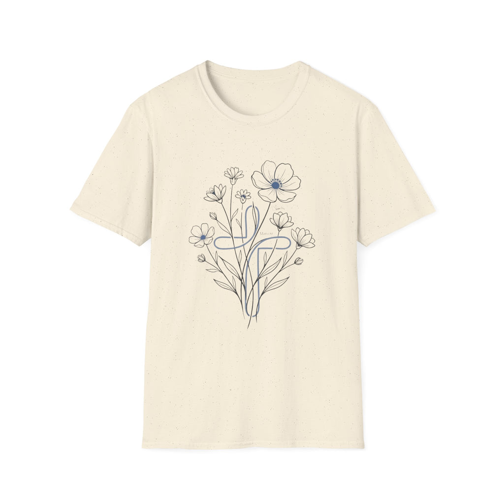Flowers Blue Cross - T-Shirt