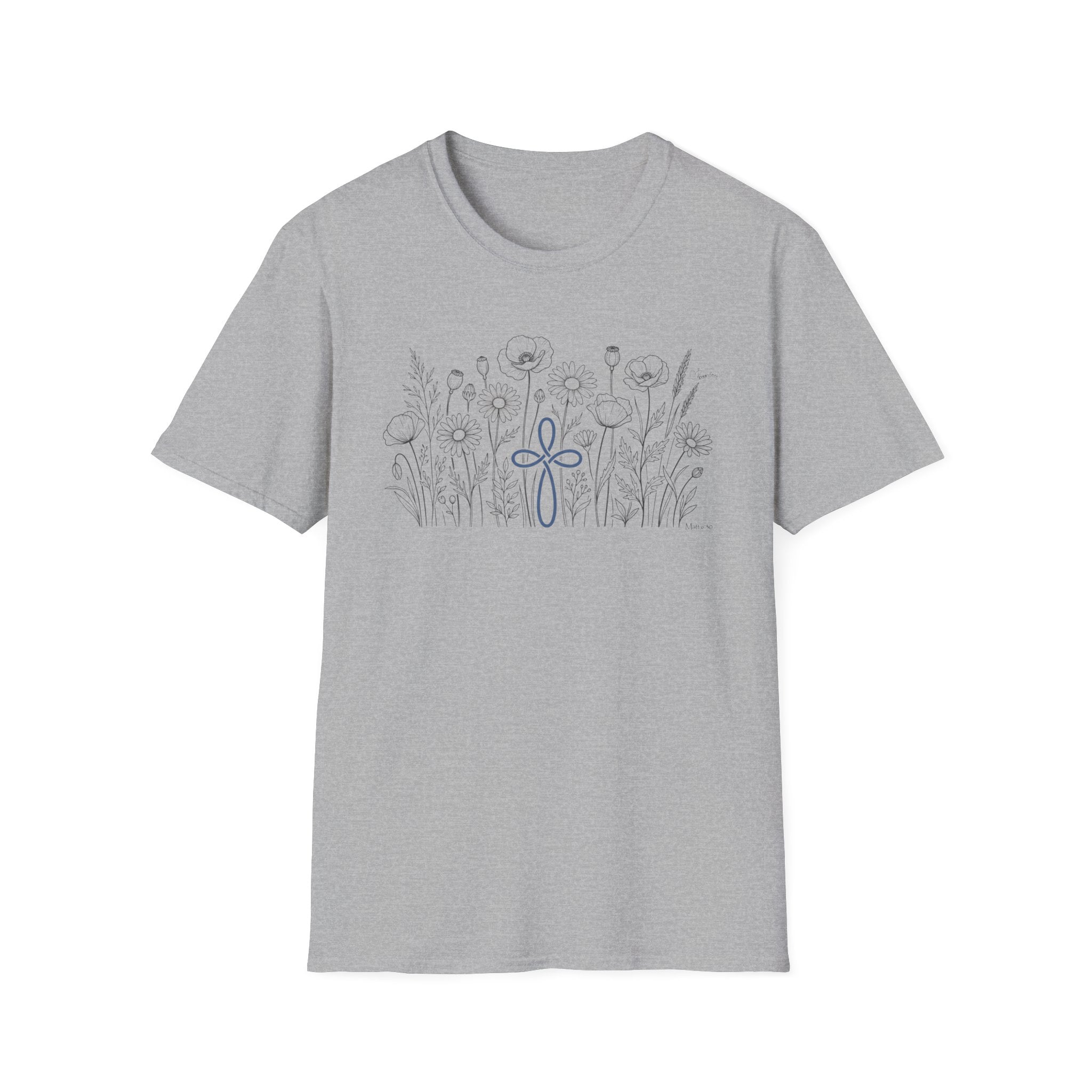 Field of Flowers Blue Cross - T-Shirt