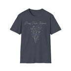 Pray Trust Repeat Flower Blue Cross - T-Shirt