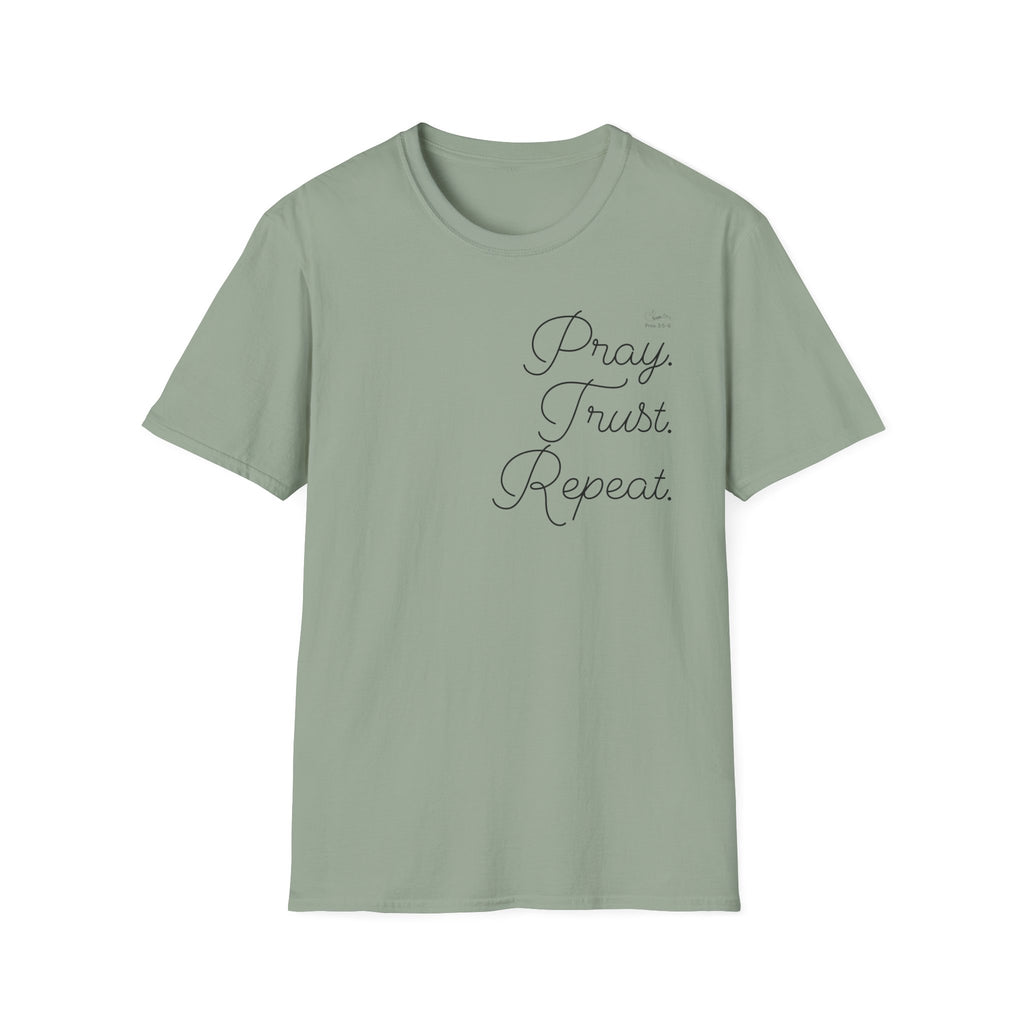 Pray Trust Repeat Cursive Stack - T-Shirt