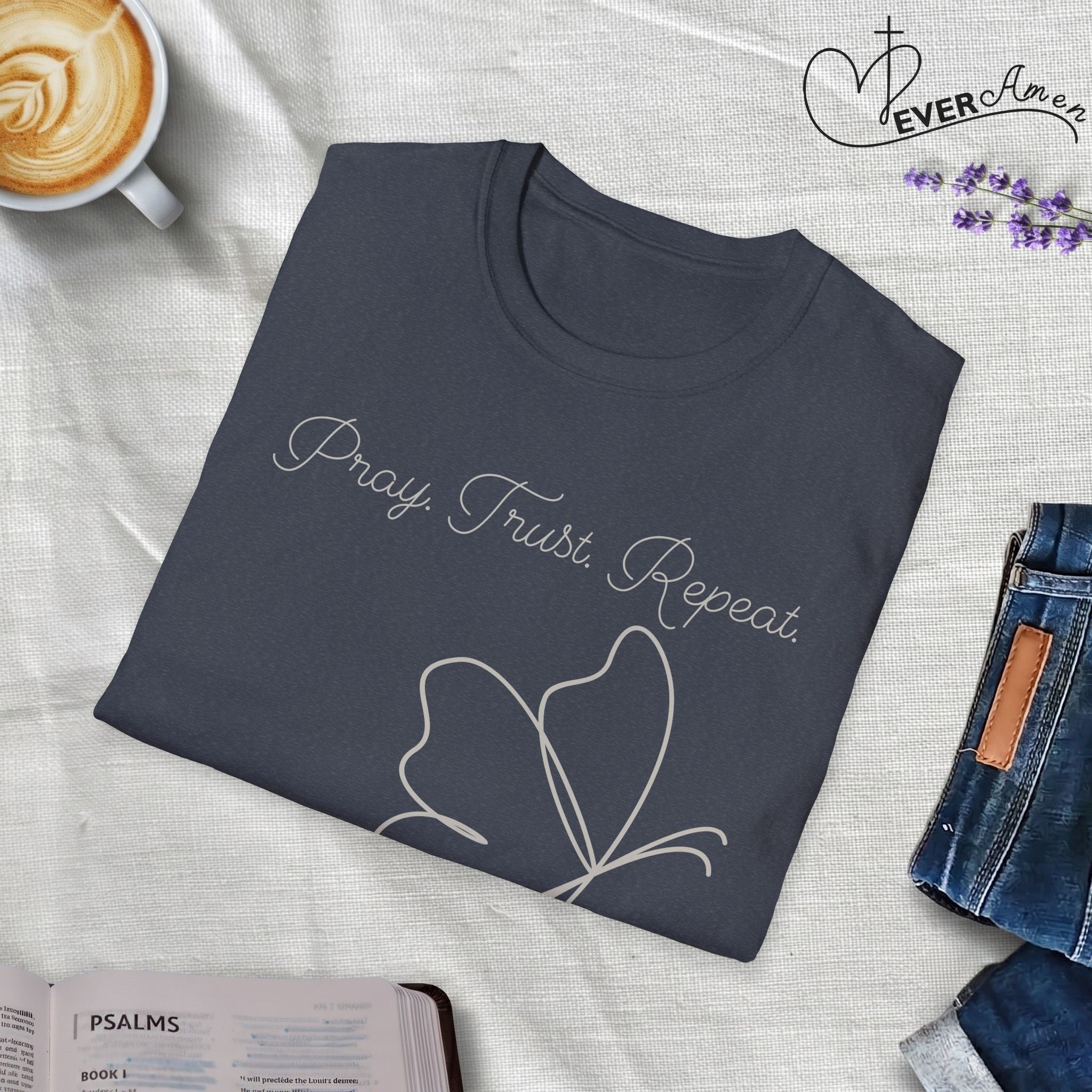 Pray Trust Repeat Butterfly - Faith T-Shirt