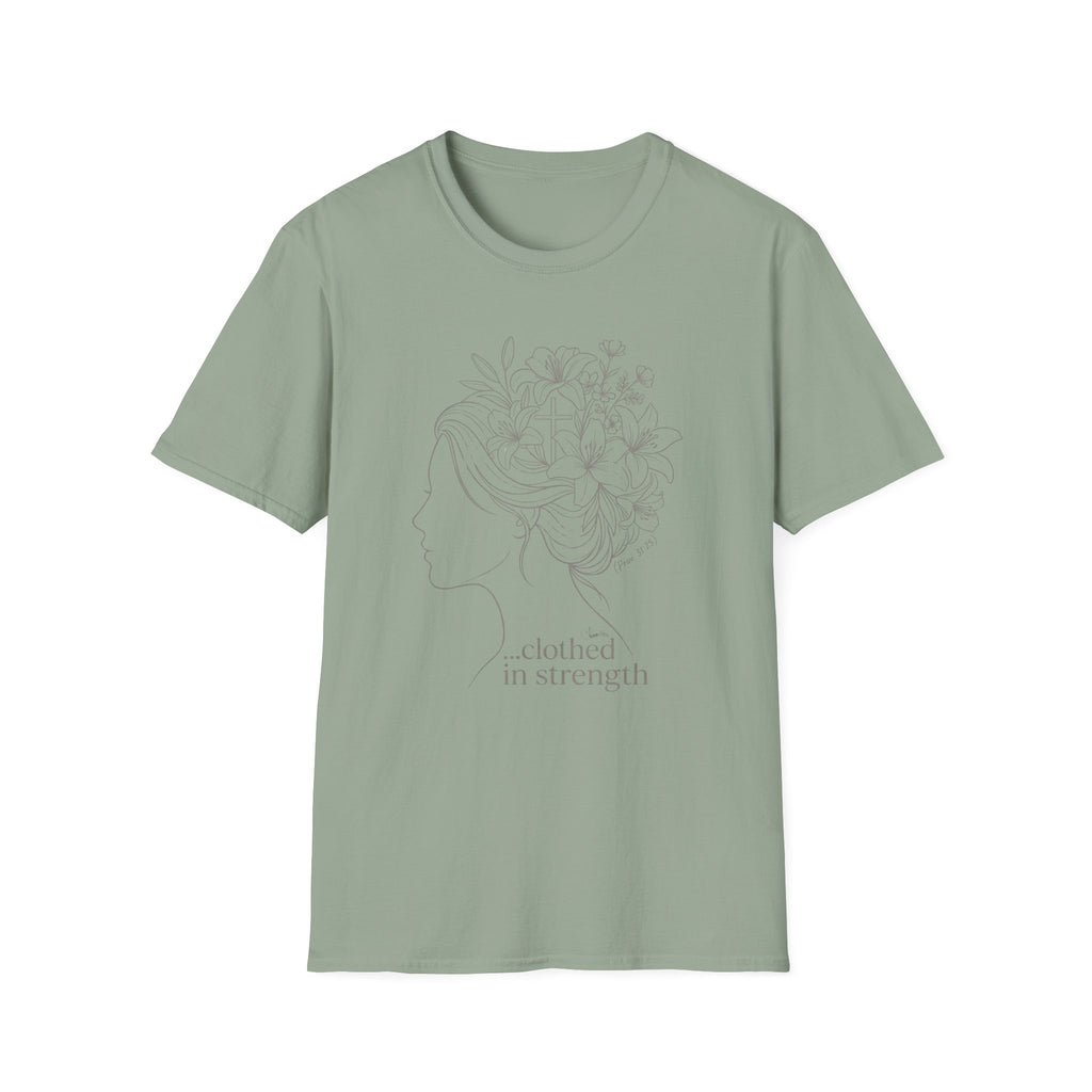 Clothed in strength flower hair - T-Shirt