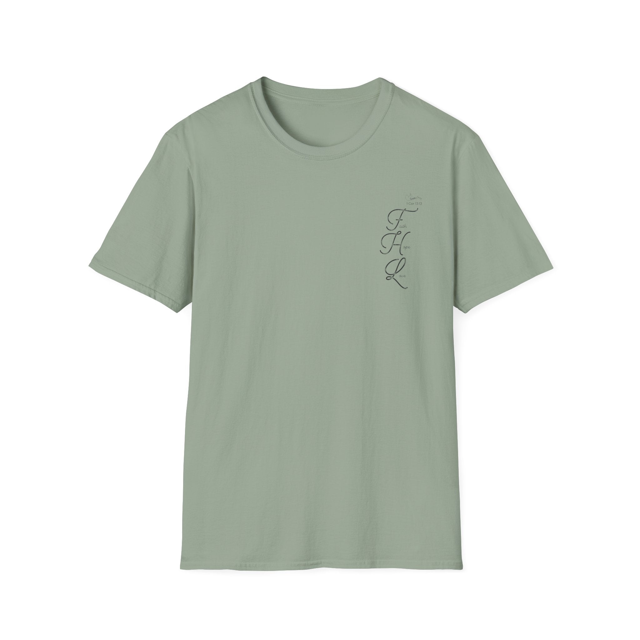 Faith Hope Love Cursive with Words pocket - T-Shirt