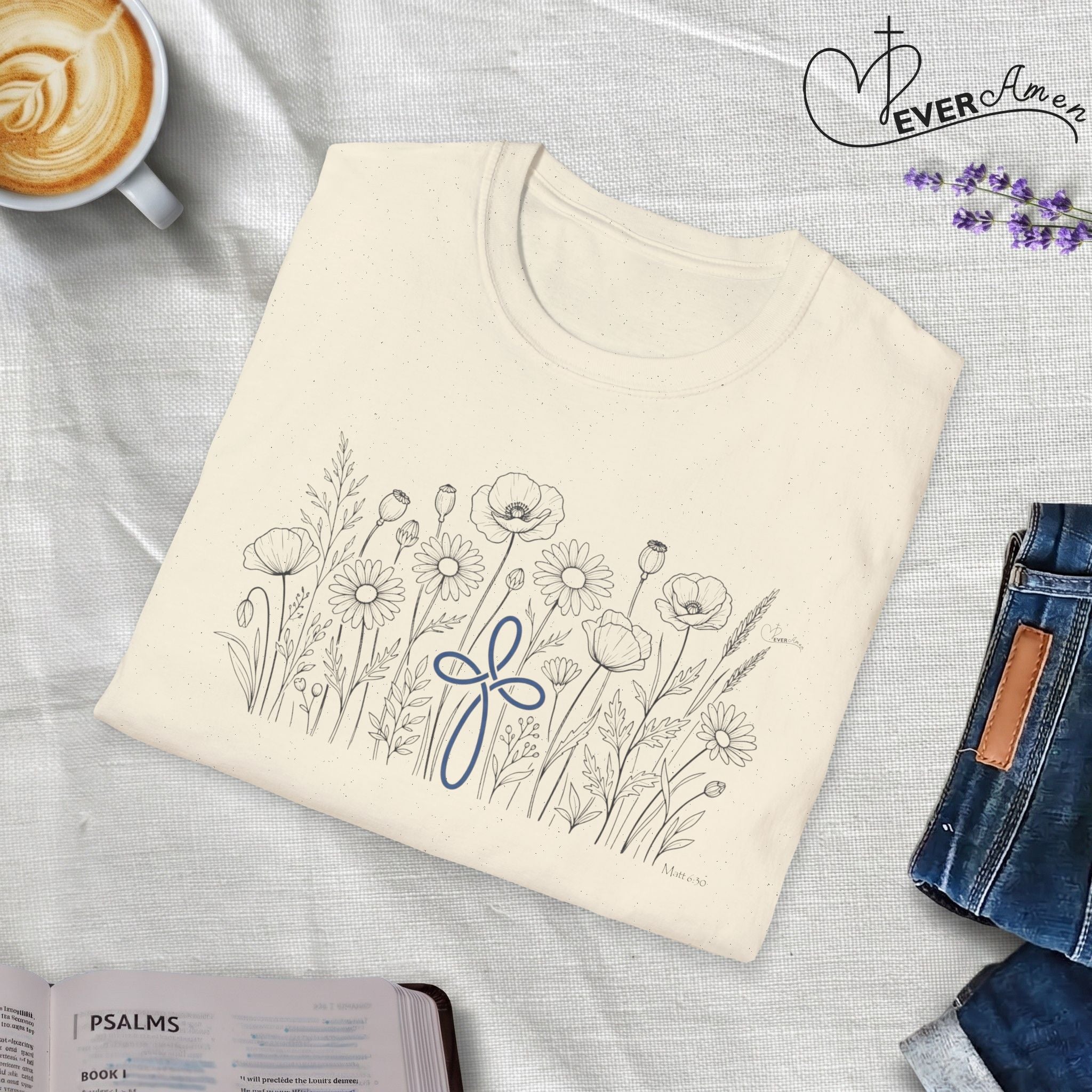 Field of Flowers Blue Cross - T-Shirt