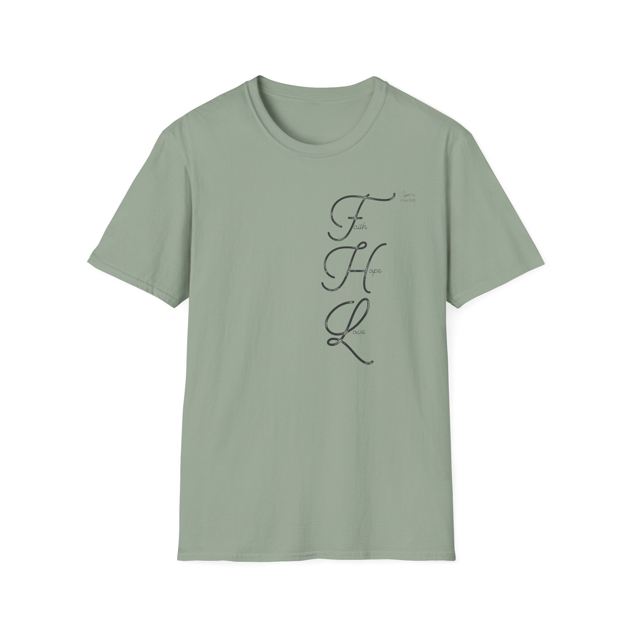 Faith Hope Love Cursive with Words - T-Shirt