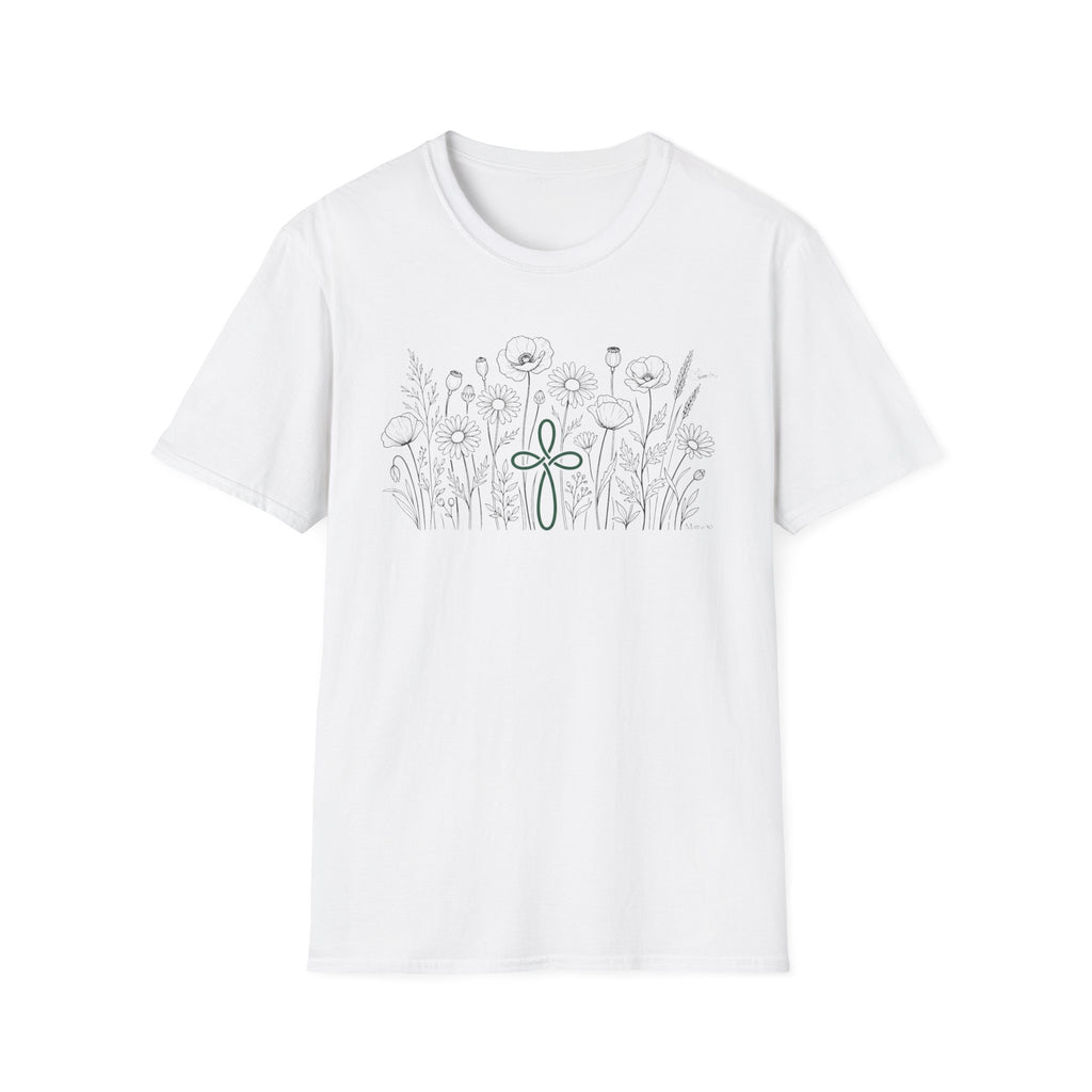 Field of Flowers Green Cross - T-Shirt