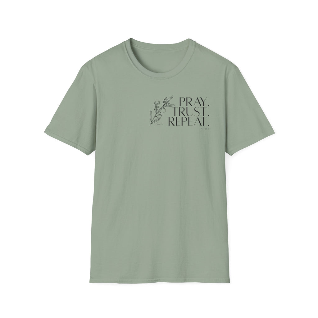 Pray Trust Repeat Bold Olive 3 - T-Shirt