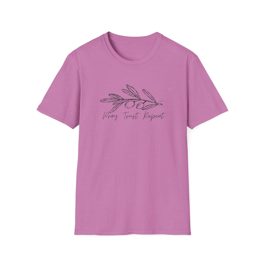 Pray Trust Repeat Cursive Olive 1 - T-Shirt