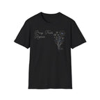 Pray Trust Repeat Cursive 2 line Flower Blue Cross - T-Shirt