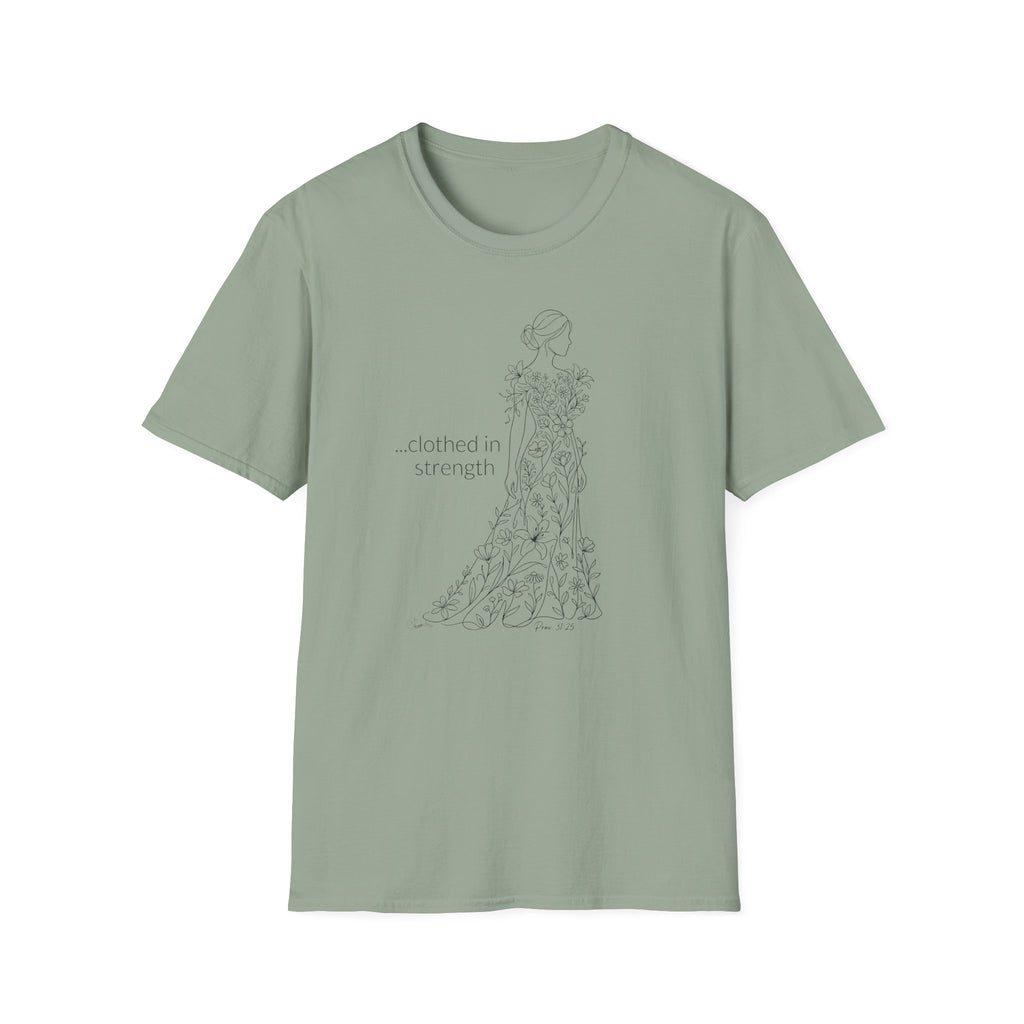 Clothed in Strength Flowers - T-Shirt